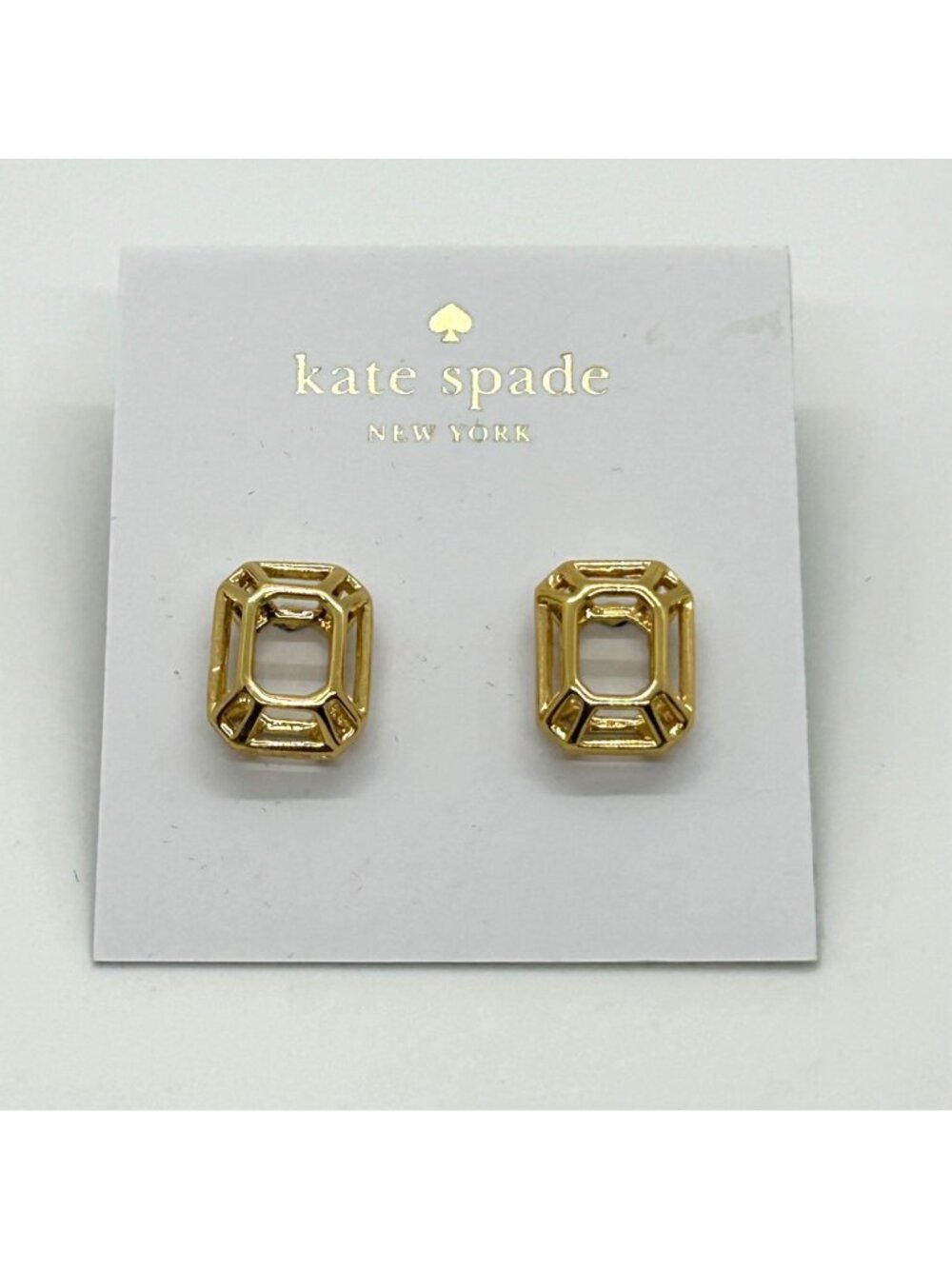 Kate Spade Freeze Frame Gold-Tone Geometric Stud Earrings Modern Minimalist Desi - Picture 1 of 11